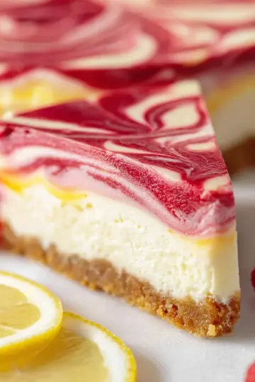 Lemon Raspberry Swirl Cheesecake