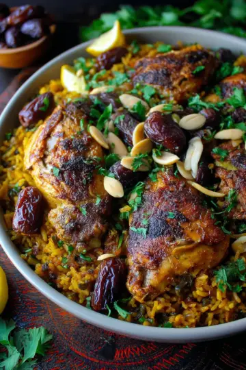 Moroccan Chicken and Rice with Dates & Olives