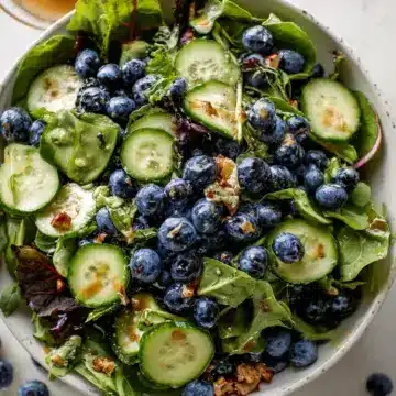 Blueberry Cucumber Summer Salad with Creamy Balsamic Vinaigrette