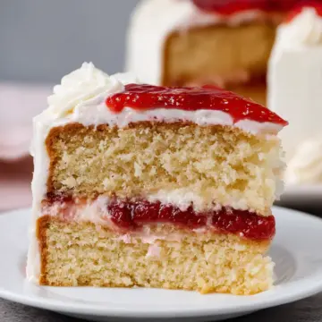 Moist Vanilla Cake with Strawberry Filling