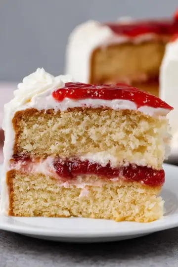 Moist Vanilla Cake with Strawberry Filling