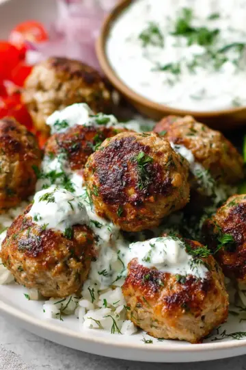 Healthy Greek Turkey Meatballs With Tzatziki