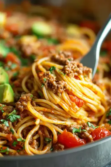 One Pot Taco Spaghetti
