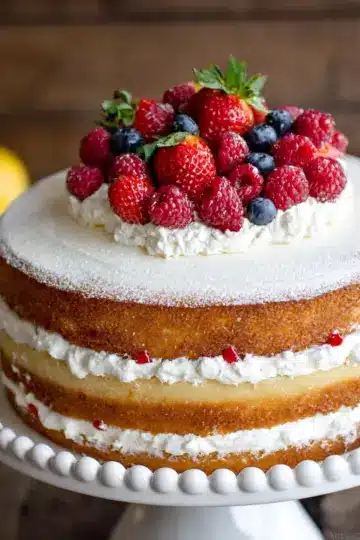 Berry Vanilla Naked Cake with Lemon Whipped Cream