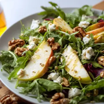 Arugula Pear Salad Recipe with Honey Vinaigrette Dressing