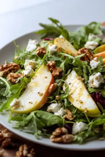 Arugula Pear Salad Recipe with Honey Vinaigrette Dressing