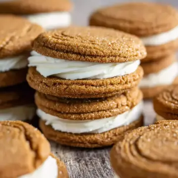 Ginger Molasses Sandwich Cookies with Eggnog Buttercream