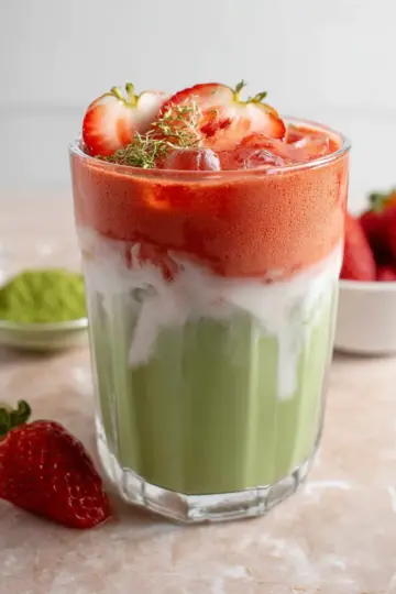 Iced Strawberry Oat Matcha Latte