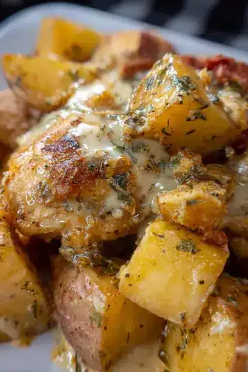 Crockpot Garlic Parmesan Chicken and Potatoes
