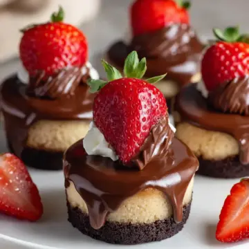 Chocolate Covered Strawberry Mini Cheesecakes