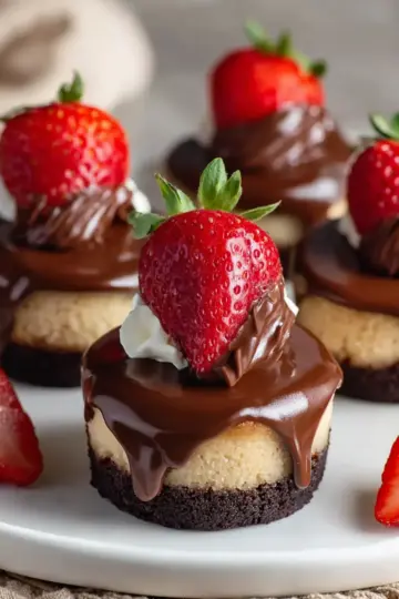 Chocolate Covered Strawberry Mini Cheesecakes