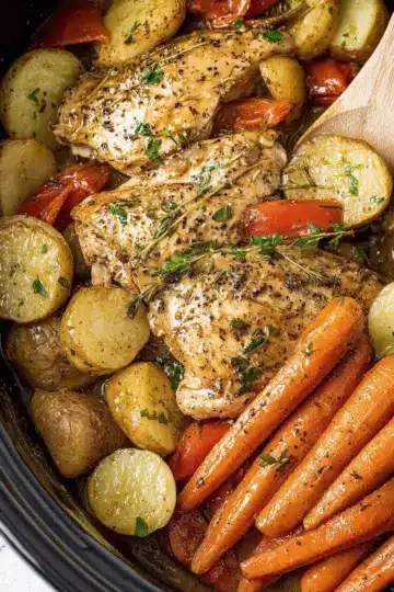 Slow Cooker Garlic Butter Chicken and Veggies