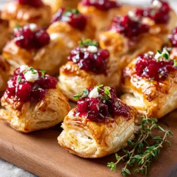 Cranberry Brie Puff Pastry Bites