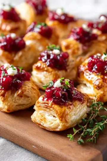 Cranberry Brie Puff Pastry Bites