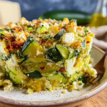 Baked Zucchini, Spinach, and Feta Casserole