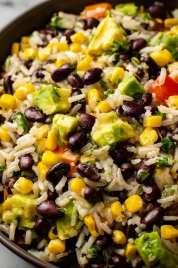 Black Bean Corn Avocado Salad with Rice