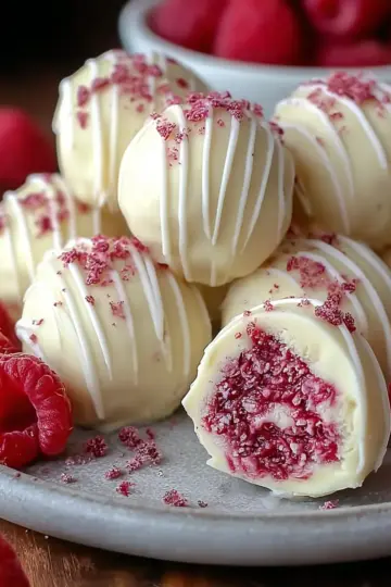 White Chocolate Raspberry Cheesecake Balls