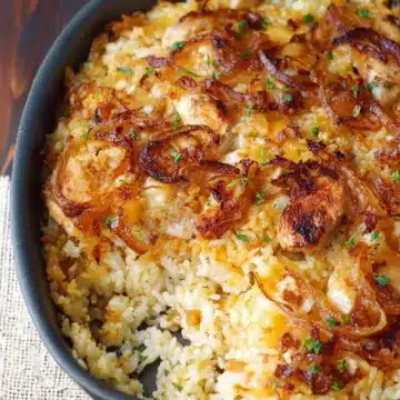 French Onion Chicken and Rice Bake