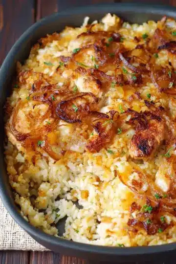 French Onion Chicken and Rice Bake
