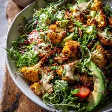 Roasted Cauliflower Salad with Creamy Honey Mustard Vinaigrette