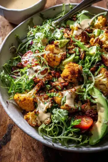 Roasted Cauliflower Salad with Creamy Honey Mustard Vinaigrette