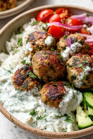 Healthy Greek Turkey Meatballs With Tzatziki
