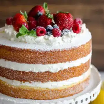 Berry Vanilla Naked Cake with Lemon Whipped Cream