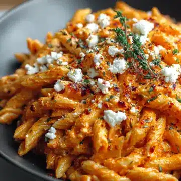 Creamy Roasted Red Pepper Pasta with Feta