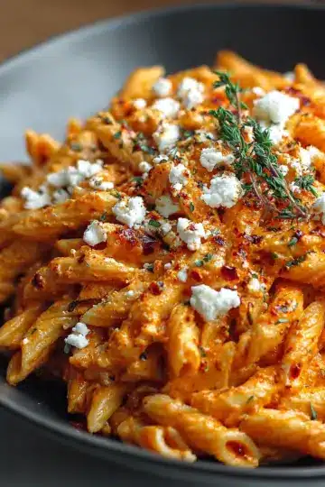 Creamy Roasted Red Pepper Pasta with Feta
