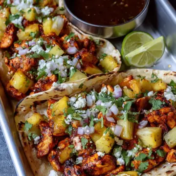 One Pan Chicken and Pineapple Tacos