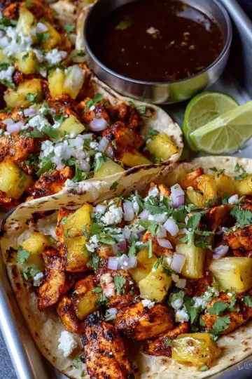 One Pan Chicken and Pineapple Tacos