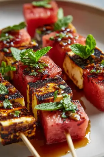 Spicy Halloumi and Watermelon Skewer Recipe