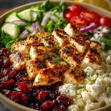 Greek Honey Garlic Chicken Bowl with Cranberries