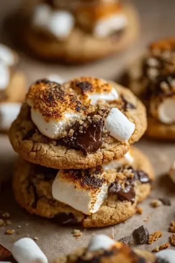 Sourdough S’mores Cookies with Marshmallows and Brown Butter