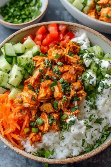 Delicious Buffalo Chicken Rice Bowls