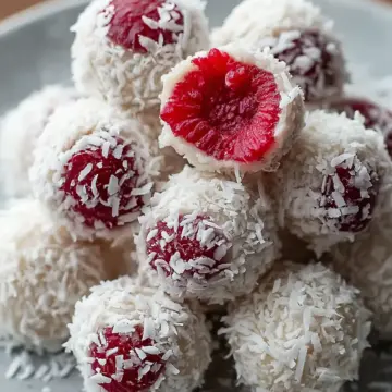 Raspberry Coconut Snowballs