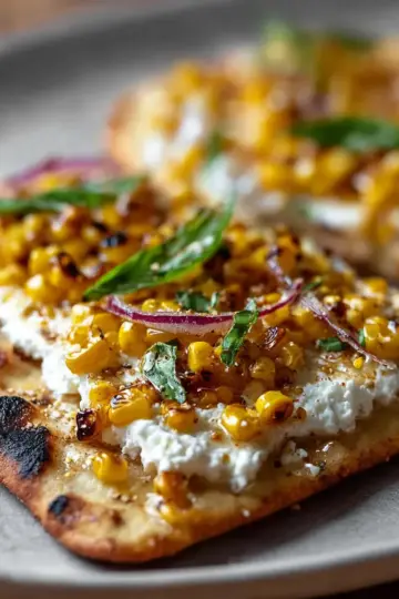 Whipped Ricotta Flatbread with Charred Corn
