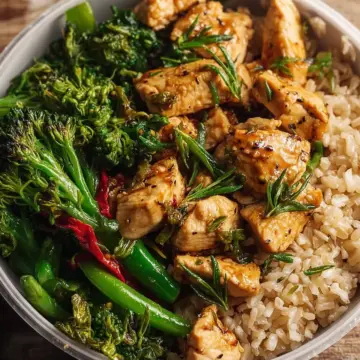 Easy Chicken Stir-Fry Rice Bowl with Greens