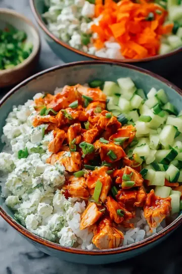 Delicious Buffalo Chicken Rice Bowls