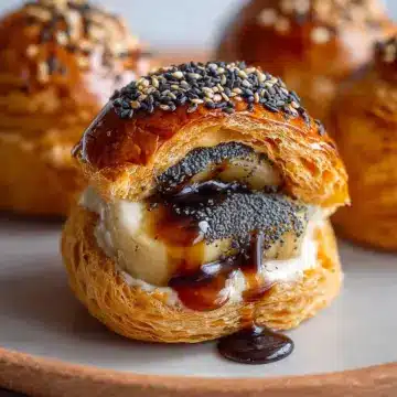 Caramelized Banana Black Sesame Cream Puff Recipe