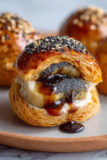 Caramelized Banana Black Sesame Cream Puff Recipe