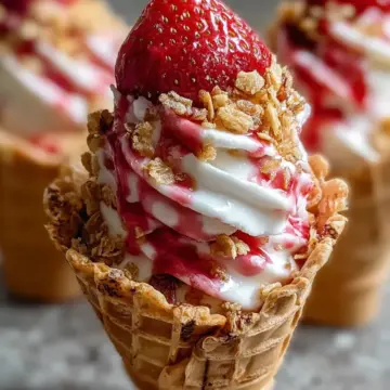 Strawberry Crunch Cheesecake Cones