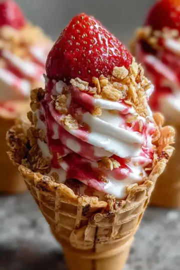 Strawberry Crunch Cheesecake Cones