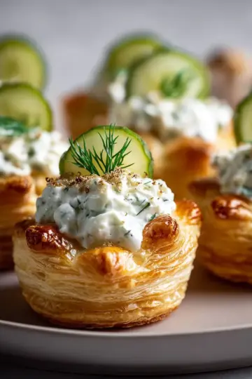 Easy Pickle Dip Puff Pastry Appetizer Cups